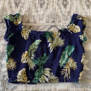 Hawaiian Cropped Ruffle Top
